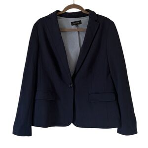 Talbots Womens Navy Blue Blazer Jacket 14 Single Button Classic Career Preppy